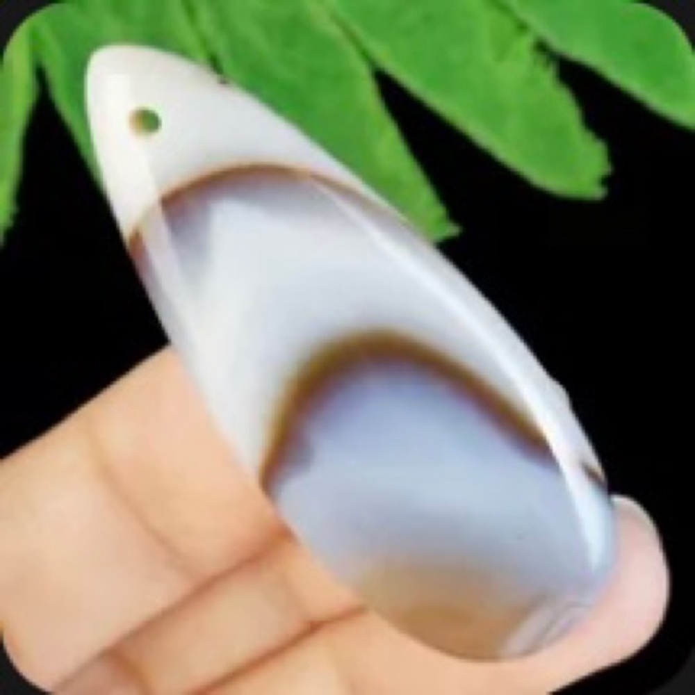 Scenic dendritic agate long teardrop necklace